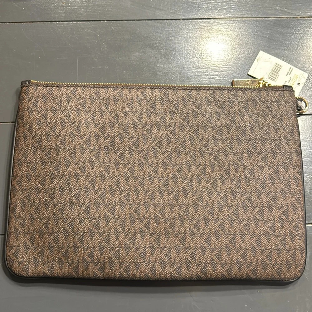 Michael Kors Signature Brown and Black Clutch/Zip Pouch - Picture 3 of 4